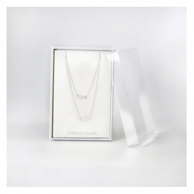 kingsley ryan Boxed Ring & Triangle Layered Charm Necklace