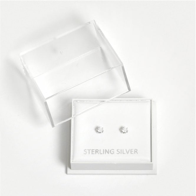 kingsley ryan Boxed Silver Round Clear CZ Studs - 3mm