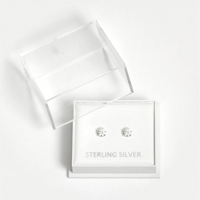 kingsley ryan Boxed Silver Round Clear CZ Studs - 4mm