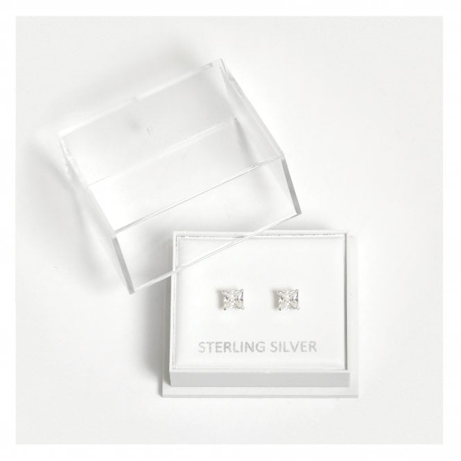 kingsley ryan Boxed Silver Square Clear CZ Studs - 4mm