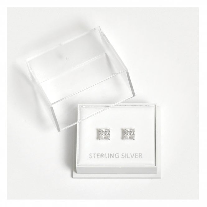 kingsley ryan Boxed Silver Square Clear CZ Studs - 5mm