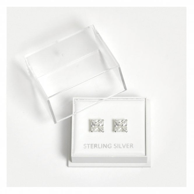 kingsley ryan Boxed Silver Square Clear CZ Studs - 6mm
