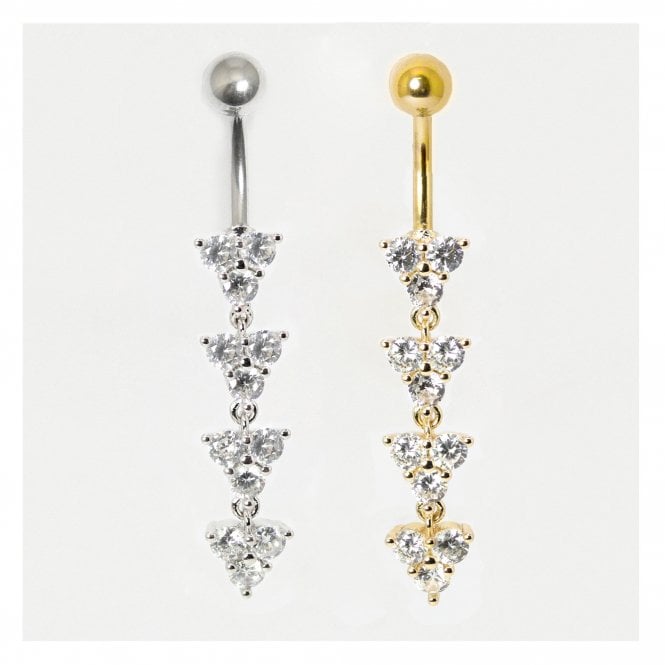 kingsley ryan Cherish Navel Bar with Crystal Clusters
