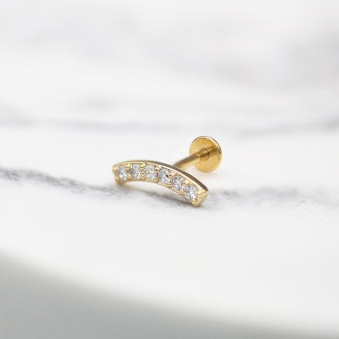 kingsley ryan Crystal Curved Gold Labret - Internally Threaded