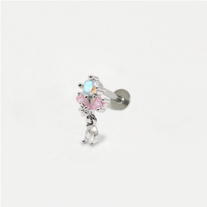 kingsley ryan Dangling Crystal Flower Stud - Internally Threaded