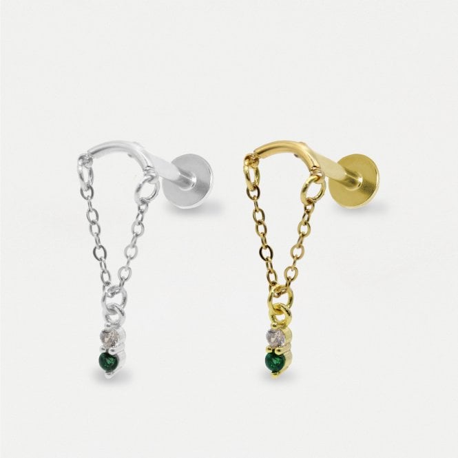 kingsley ryan Emerald Drop Helix Earring - Internally Threaded
