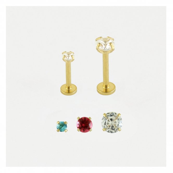 kingsley ryan Gold PVD Steel Clawset Round Labret - Internally Threaded 1.2mm