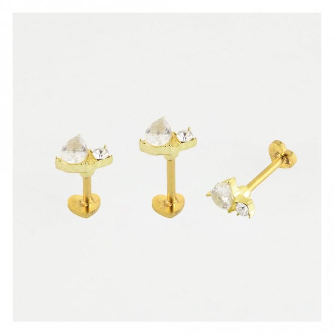 kingsley ryan Gold PVD Steel Teardrop and Round Labret - 1.2mm