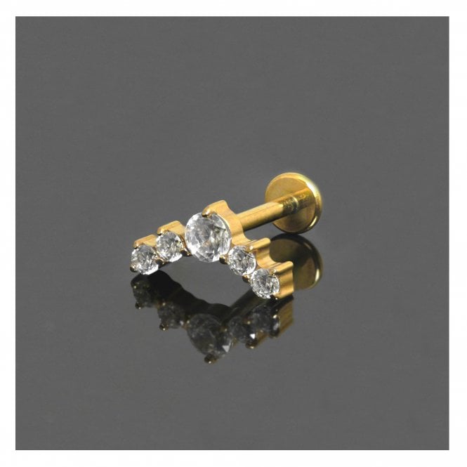 kingsley ryan Gold PVD Titanium Charming CZ Crescent Labret - Internally Threaded