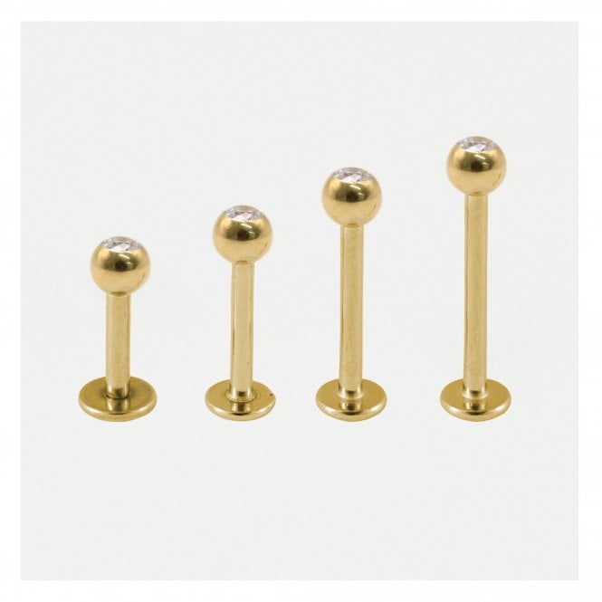 kingsley ryan Gold PVD Titanium Clear Jewelled Labret - 1.2mm