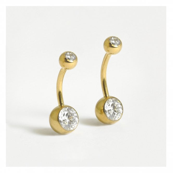 kingsley ryan Gold PVD Titanium Double Jewelled Navel Bar