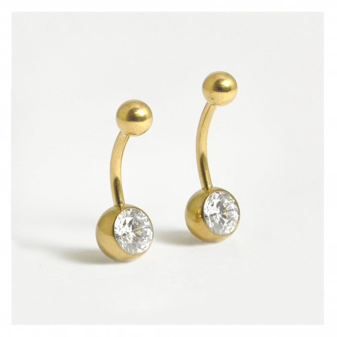 kingsley ryan Gold PVD Titanium Single Jewelled Navel Bar