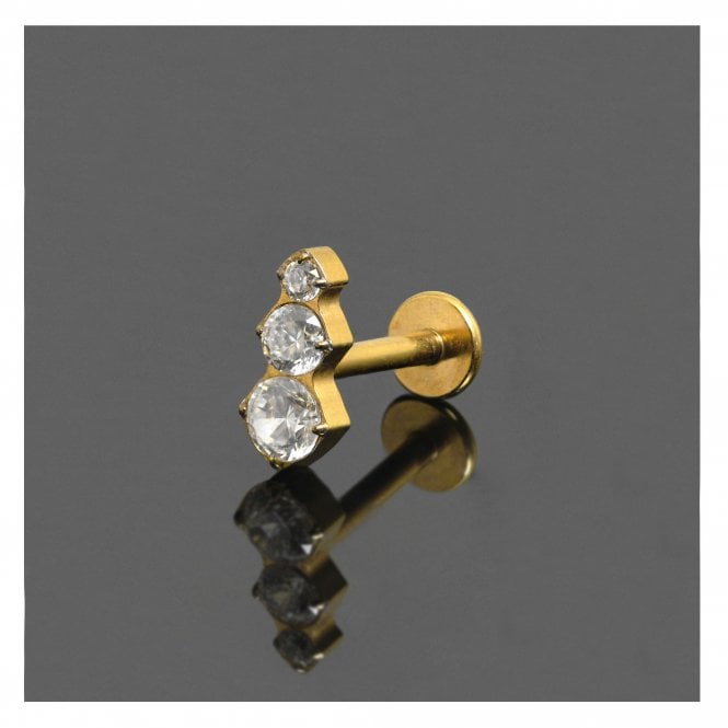 kingsley ryan Gold PVD Titanium Triple Luxe Labret - Internally Threaded 1.2mm