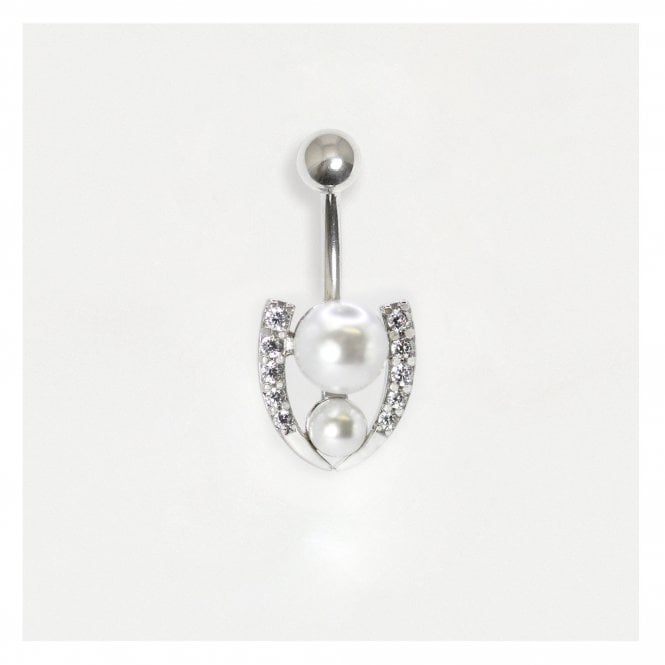 kingsley ryan Belly Bar with Lucky Pearl Horseshoe