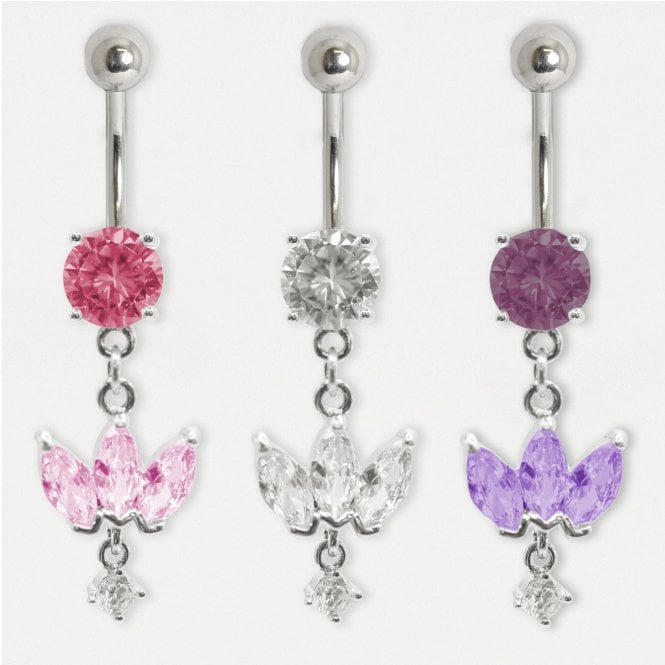 kingsley ryan Belly Bar with Petal Dangle
