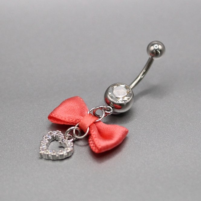 kingsley ryan Belly Bar with Sweetheart Bow Dangle