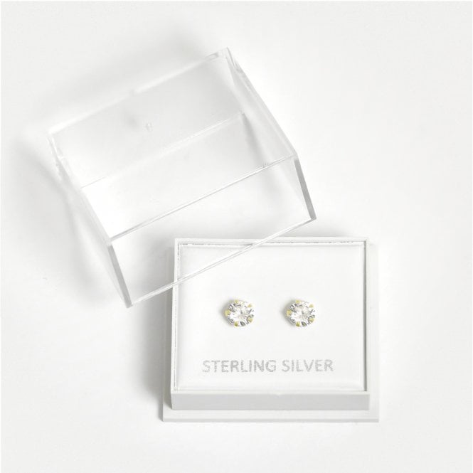 kingsley ryan Boxed Gold Round Clear CZ Studs - 5mm