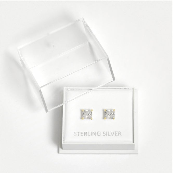 kingsley ryan Boxed Gold Square Clear CZ Studs - 5mm