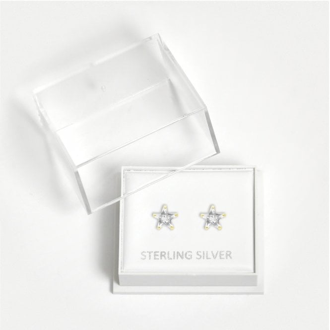 kingsley ryan Boxed Gold Star Clear CZ Studs - 6mm
