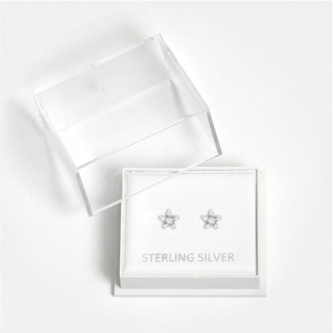 kingsley ryan Boxed Silver Star Clear CZ Studs - 5mm