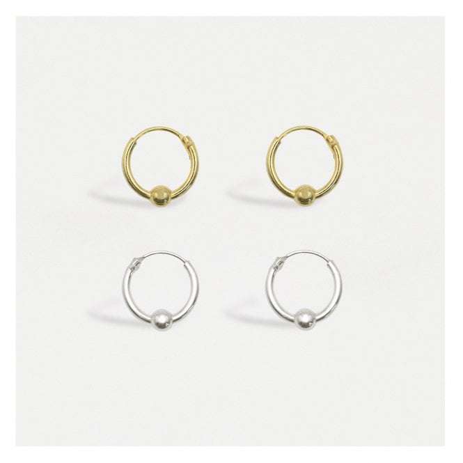 kingsley ryan Classic Ball Detail Hoop - 10mm
