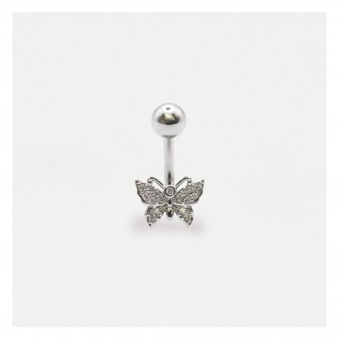 kingsley ryan Crystal Butterfly Belly Bar