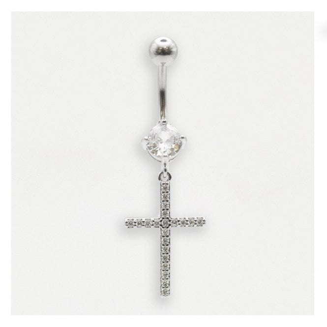 kingsley ryan Crystal Cross Belly Bar