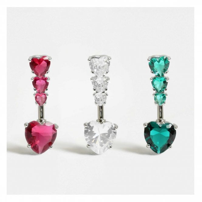kingsley ryan Crystal Triple Heart Belly Bar