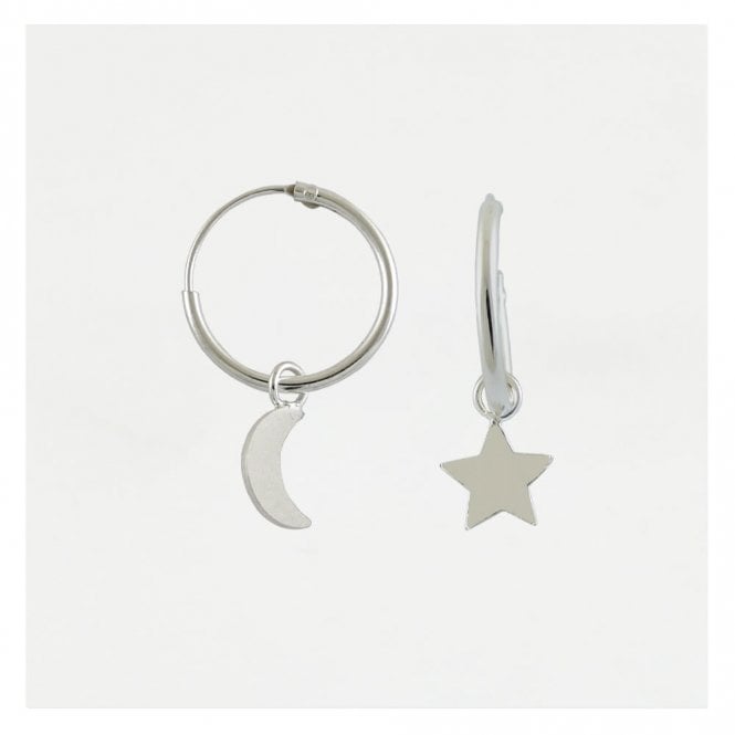kingsley ryan Dangly Star & Crescent Hoop Earrings