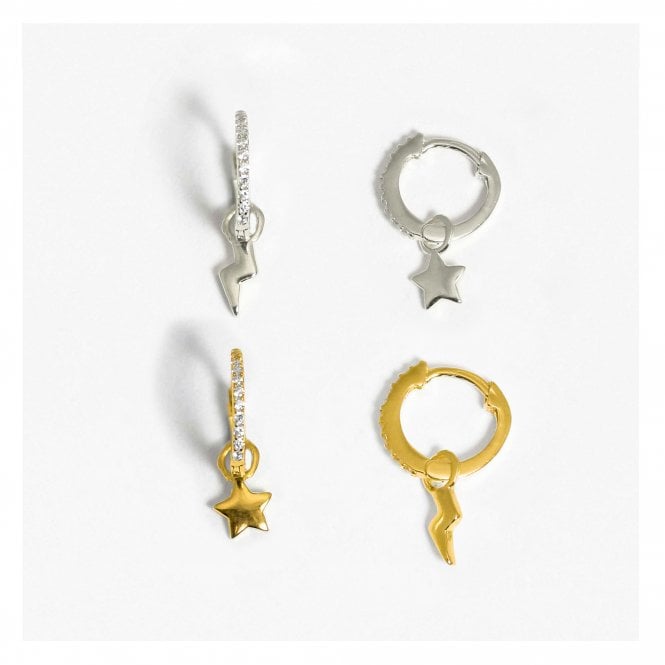 kingsley ryan Gemset Star & Lightning Hoops