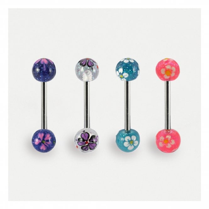 kingsley ryan Glittery Flower Straight Barbell