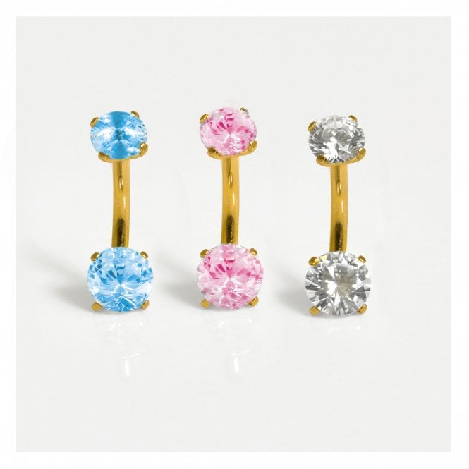 kingsley ryan Gold Double Clawset Belly Bar