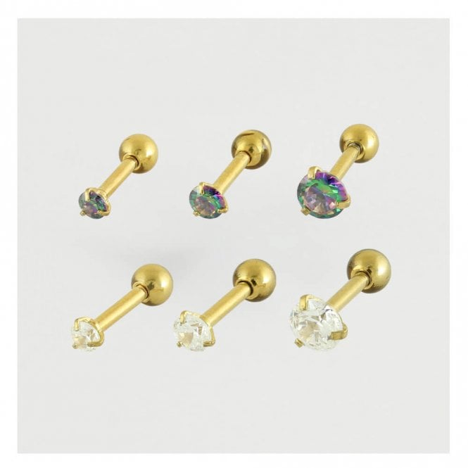 kingsley ryan Gold PVD Steel Jewelled Ear Bar