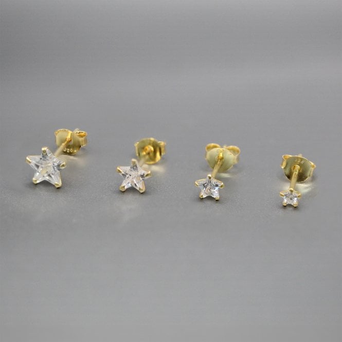 kingsley ryan Gold Star Clear CZ Ear Stud 3mm - 6mm