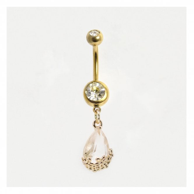 kingsley ryan Gold Teardrop Filigree Belly Bar