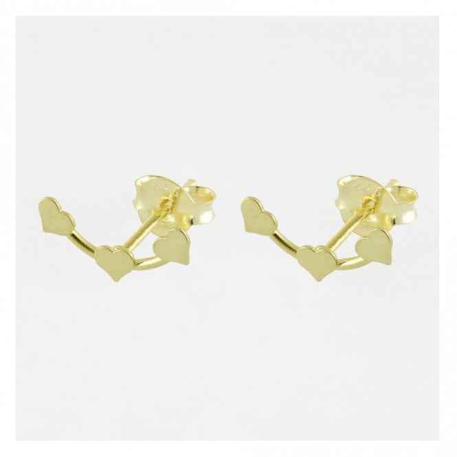 kingsley ryan Gold Triple Heart Ear Studs