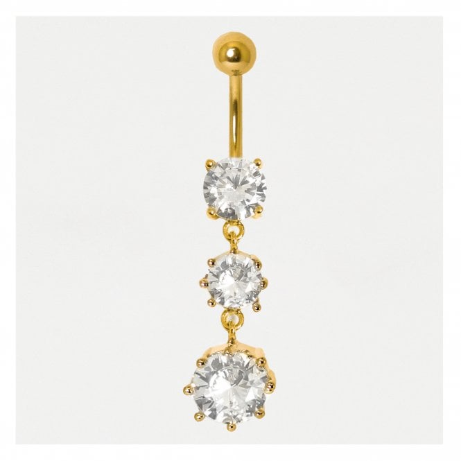 kingsley ryan Gold Tumbling Crystals Belly Bar