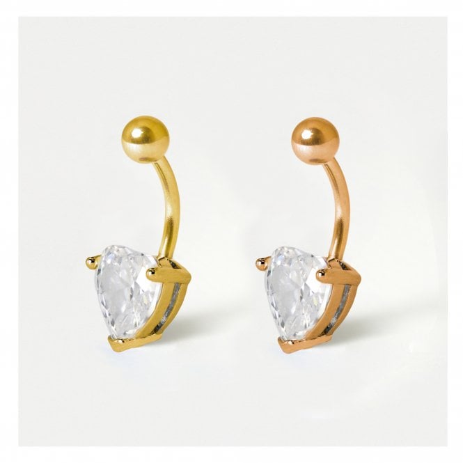 kingsley ryan Large Gemset Heart Belly Bar