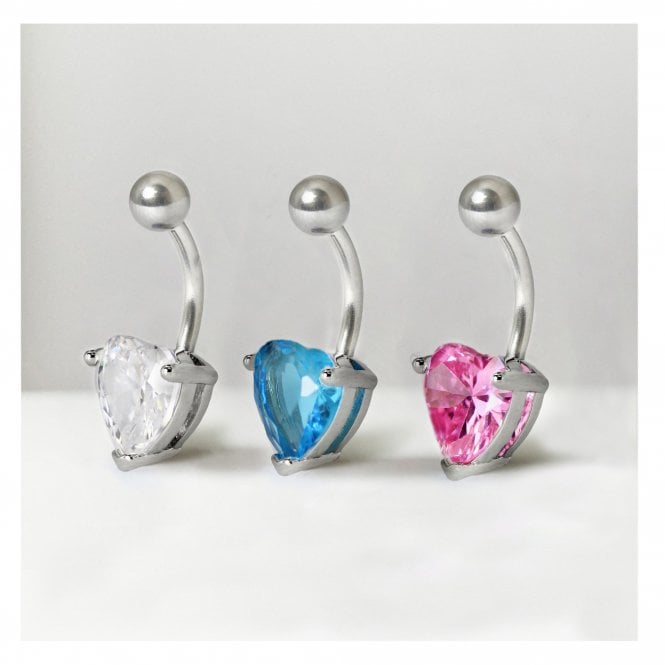 kingsley ryan Large Gemset Heart Belly Bar
