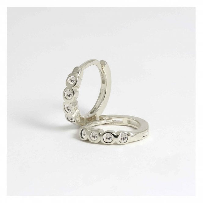 kingsley ryan Mini Hoop Earrings with Clear Gems