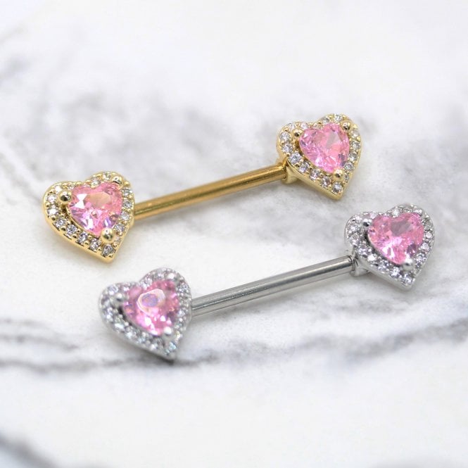 kingsley ryan Pink Heart Crystal Nipple Bar