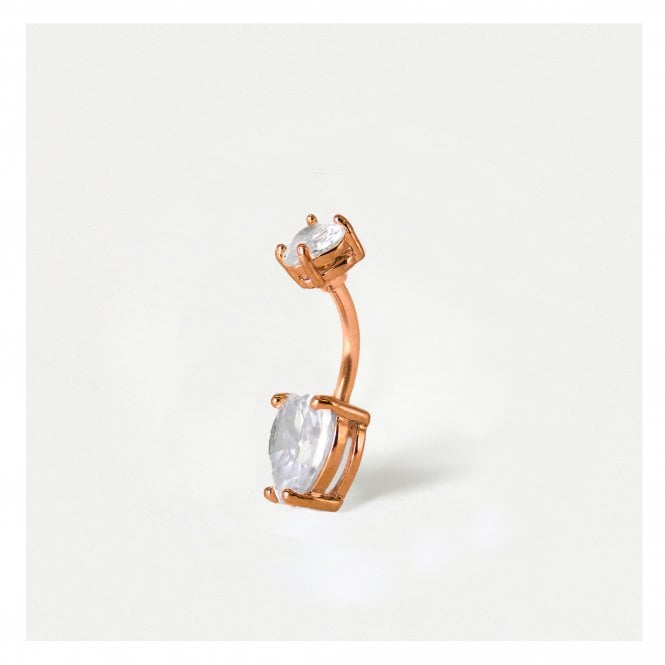 kingsley ryan Rose Gold Double Heart Belly Bar