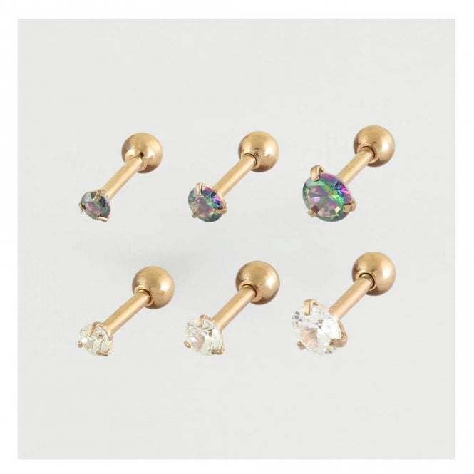 kingsley ryan Rose Gold PVD Steel Jewelled Ear Bar