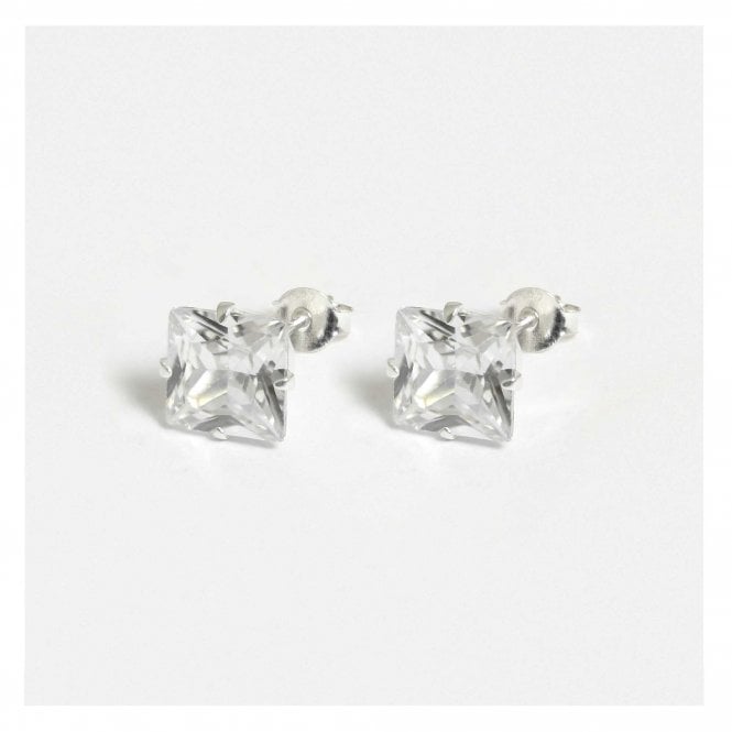 kingsley ryan Silver Square Clear CZ Studs - 8mm