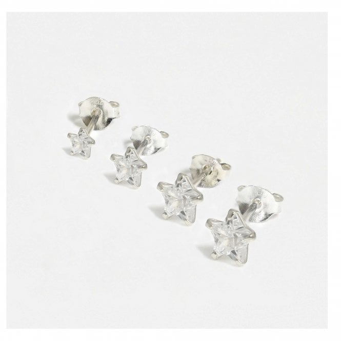 kingsley ryan Silver Star Clear CZ Ear Stud 3 - 6mm