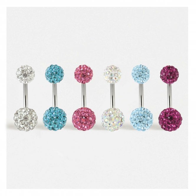 kingsley ryan Steel Double Disco Ball Navel Bar