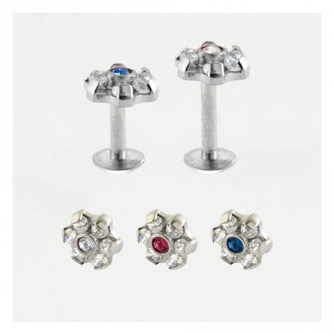 kingsley ryan Steel Gemset Flower Labret