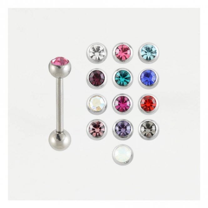 kingsley ryan Steel Jewelled Barbell - 1.6mm