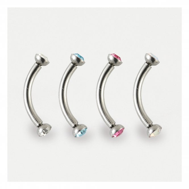 kingsley ryan Steel Jewelled Curved Barbell - 1.2mm