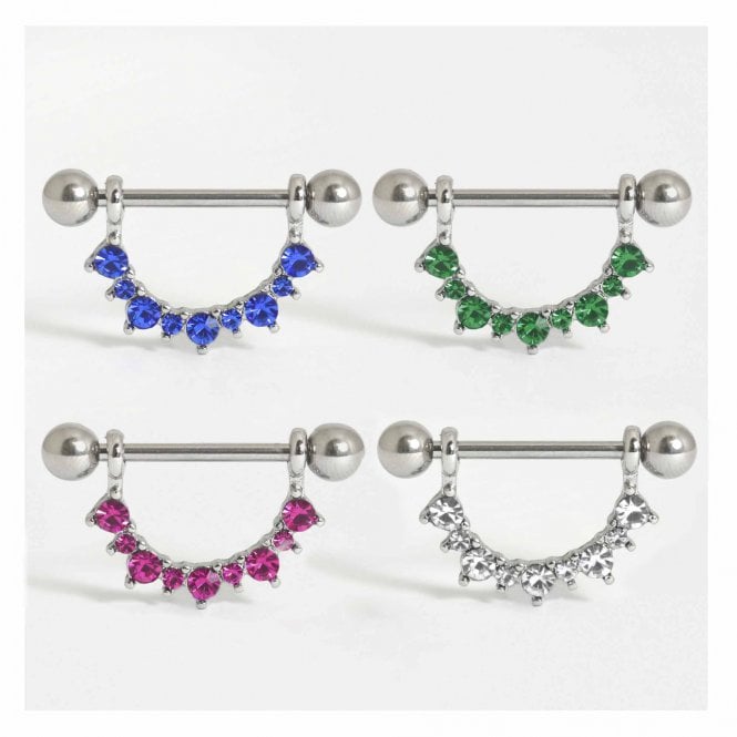 kingsley ryan Steel Jewelled Dangle Nipple Bar